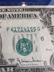 (( ERROR – MISALIGNED )) $1 1977 (CU) FEDERAL RESERVE