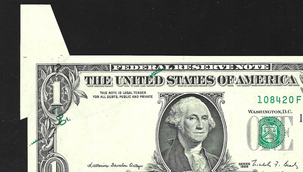 PRINTED FOLD ERROR! 1988 $1 FEDERAL RESERVE NOTE PMG GEM UNC-65 EPQ RARE