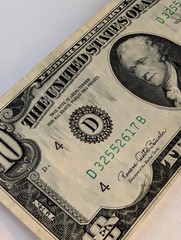 Series 1969 C ~ US $10 Federal Reserve Note ERROR Ink Smears / Over Ink