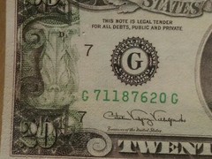 1990 Series Error 20 Dollar Banknote reverse printed on obverse side crisp!!!