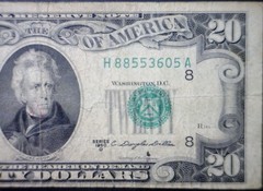 1950d ERROR BIG 3rd Print Shift $20 VF Federal Reserve Note Currency NR