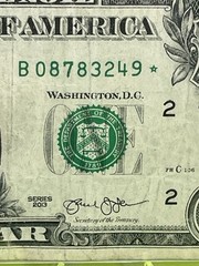 2013 B Duplicate Print ⭐️STAR NOTE Error OVER INKING ON 7 $1 B08783249 * Fancy