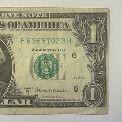 Miscut Error One Dollar Bill Misalignment Note Series 2017 A Atlanta Georgia