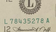 1976 $2 BILL INSUFFICIENT INKING OF SERIAL SINGLE DIGIT 8