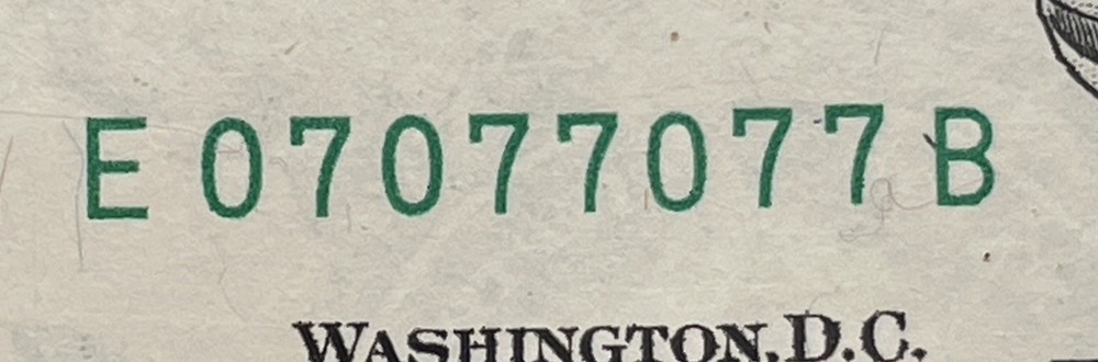 🔥 BINARY 🔥WET INK TRANSFER ERROR 🍀 LUCKY 7’s UNC 💎GEM Fancy Serial Number