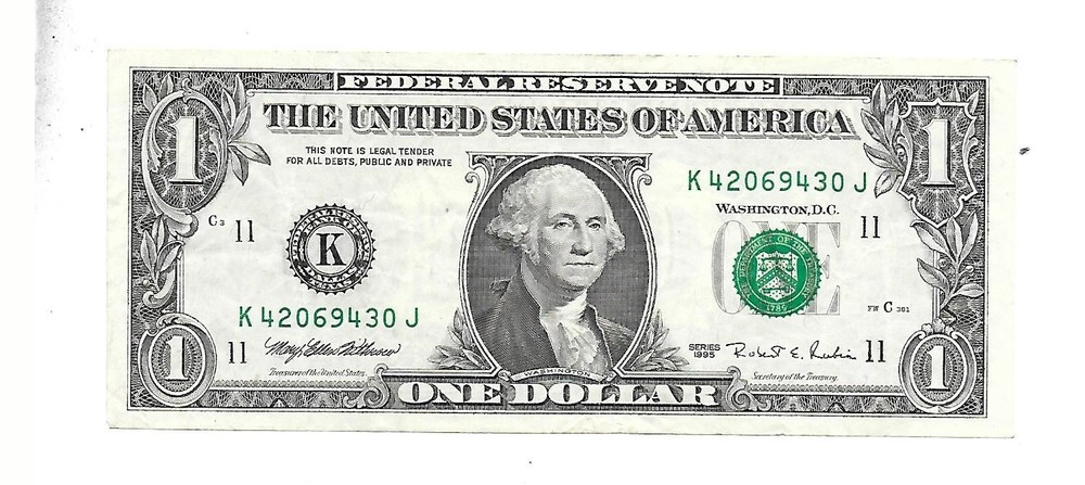 $1 1995 BP 295 Engraving Error Dallas KJ Block Run7 FP381 Extremely Fine