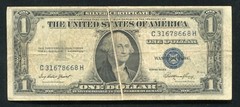 1935-E $1 ONE DOLLAR SILVER CERTIFICATE “GUTTER FOLD ERROR”