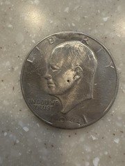 1971 D Eisenhower Dollar Double Cud Die Breaks And Pin Hole Error