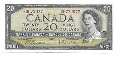 Canada $20 Pick 77-b Error Mismatched Serial Number UE6672077/UE6772077 VF/XF