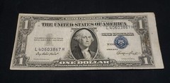 ***ERROR*** 1935 E $1 SILVER CERTIFICATE OFF CENTER + SEAL & SERIAL SHIFT