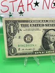 2013 B Duplicate Print ⭐️ STAR NOTE ERROR $1 Serial Number B08150224* FW Print