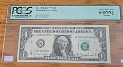« Error 1977 » 1 Dollar. Set Of 3, Ink Shift Green Print Graded 66-64 PPQ Bookend.