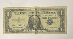 RARE- 1957 B $1 Silver Certificate Error Note Blue Seal Banknote U88709777A