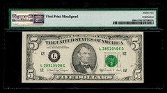 Misalignment Error 1988-A $5 FRN San Francisco PMG VF 35