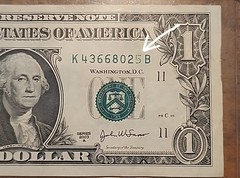 Insufficient Ink Error 3rd Print 2003A $1 Dollar Partial Missing Serial Number 5