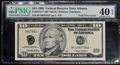 1999 $10 * Federal Reserve Atlanta Star Note Fold Over Error PMG EF 40