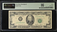1985 $20 FRN Fr#2075-A PMG VF 30 Misalignment Error First Print Misaligned