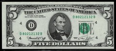 MISALIGNMENT ERROR $5 1974 FR NOTE ~CLEVELAND~ UNCIRCULATED