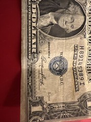 1935 E One DOLLAR $1 SILVER CERTIFICATE OFF CENTER ERROR CUT Misalignment