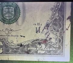 2013 2$ Note Wet Ink Tran/over Inked on Obverse, Fed Res Dallas, We Pay Ship!