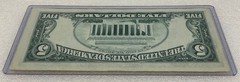 1977 Five Dollar Bill Note Partial Back-to-Face Offset Error- Back Side On Front