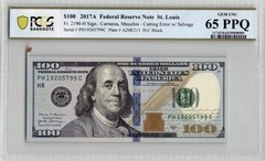 $100 2017A Cutting Error w/ Selvage, St. Louis, PCGS 65 PPQ PH19205799C