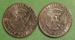 Lot of 2x 1989 D 50c w/Misplaced Low Mint Mark Position Kennedy Half Denver