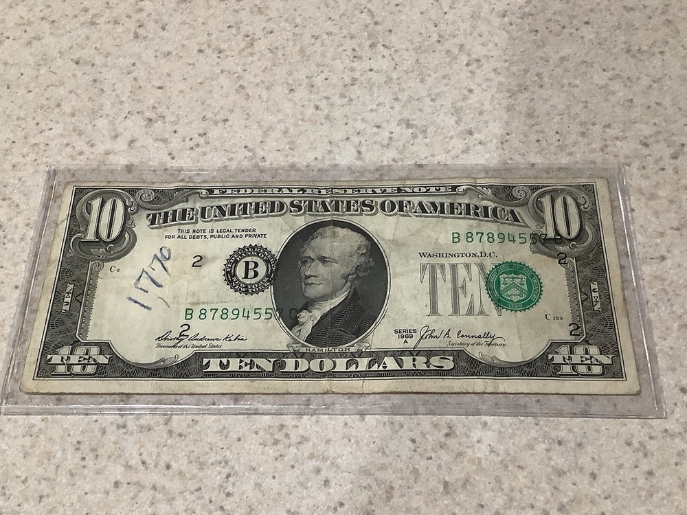 1969-A $10 FEDERAL RESERVE NOTE “MISALIGNED ERROR”