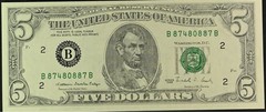 « Insufficient Inking Error » (full face) 1988 $5 FRN, Fr#1979-B, Gem Unc 66 EPQ;