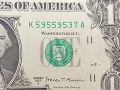 2017A $1 Dollar INK SMEAR ERROR ON FEDERAL RESERVE DISTRICT SEAL K59559537