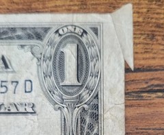 1935B $1 Silver Certificate With Major Butterfly Fold Error FREE SHIPPING 1935-B
