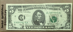 Double Gutter Error – $5 – 1981 Series – Never Folded – Nice Crisp Bill