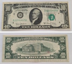 Series 1969 C ~ US $10 Federal Reserve Note ERROR Ink Smears / Over Ink