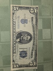 1934-D $5 FIVE DOLLARS SILVER CERTIFICATE « PRINT SHIFT ERROR »