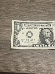 2021 $1 Over Ink Error Filled In 9 Fancy Serial Number Note