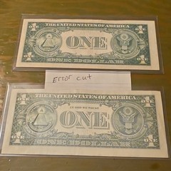 $1 United States Small Size Banknotes Lot – Error Cut/Miscut Silver Cert & FRN