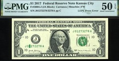 2017 $1 FRN J0X272278—J01273278A GREEN SQUARE-MISMATCH 50EPQ