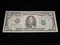 1988 Federal Reserve $5 Double Gutter Fold ERROR (Z-0659)