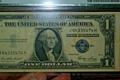 1935 E $1 SILVER CERTIFICATE PMG 40 PARTIAL OFFSET FRONT to BACK Error -RARE