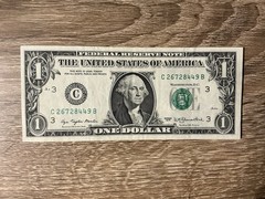 1977 $1 Federal Reserve Note Offset Printing Error XF+
