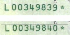 2 consecutive STAR Serial #&rsquo;s L00349839 * & 40 * – 2003 $1 FRN&rsquo;s – 3 ERRORS EACH
