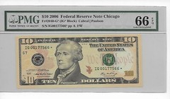 Scarce $10 2006 Chicago Star IG00177566* PMG GEM 66 EPQ 640,000 1st Printing