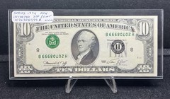 Inverted (3rd) Overprint Error 1974 $10 Cu Choice Unc Incredible Note Z53