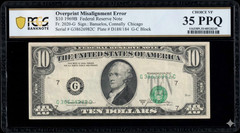$10 1969B Federal Reserve Note, Overprint Misalignment Error. Rare Series.