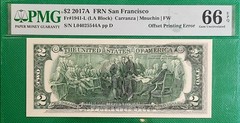 « 2017 $2 FRN Offset Printing Error PMG 66 EPQ • Rare US Paper Money Note »