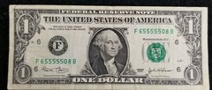 2003 FRN Funny Fancy Serial number Five 5&rsquo;s 65555508 no holes or tears $55 or BO
