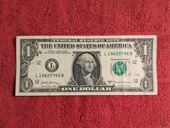 Error Note One Dollar Bill Ink Misprint, mismatched Black color Serial Number