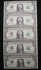 (5) 2006 Series Dollar Bill miscut Error Smaller Then Regular Bills
