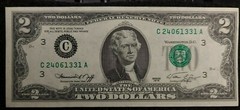 1976 $2 uncirculated error note Over-inking, shift, cut & bleed errors very rare