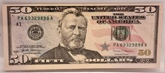 MISALIGNED FRONT ERROR $50 DOLLAR SERIES 2017 A REVERSE IS CENTERED NO RESERVE